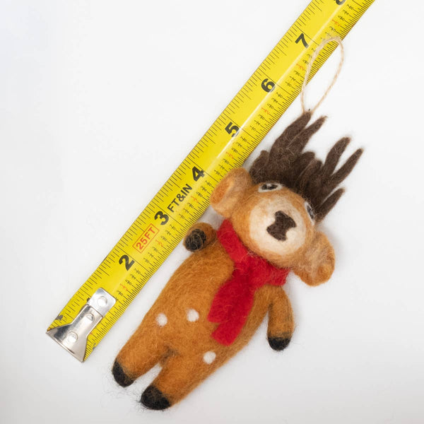 Ornament - Christmas Decor - Spotted Reindeer with Red Scarf