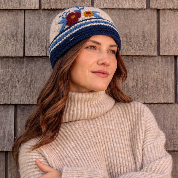 Color Block Embroidered Knit Beanie - Nantucket Winter