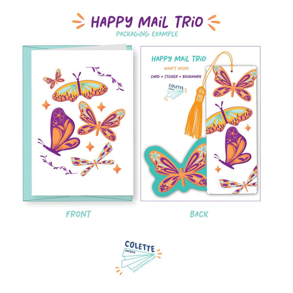 Happy Mail Trio - Card, Bookmark and Sticker - Jars