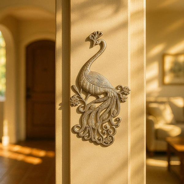 Large Peacock Haitian Metal Art Wall Accent