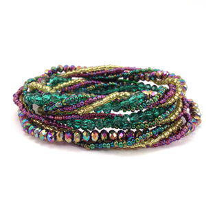 Crystal Wrap Bracelet/Necklace Emerald Plum