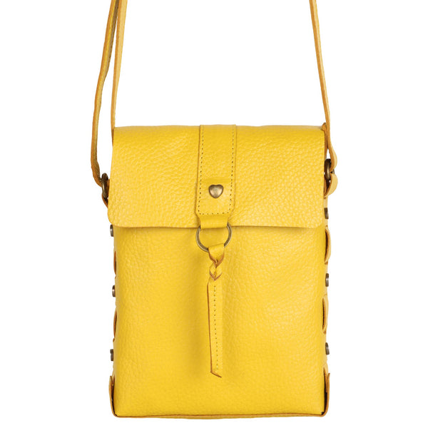 Jane Long crossbody w/ top flap & tassel - Canary Yellow