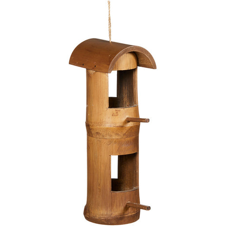 Double Decker Bamboo Bird Feeder