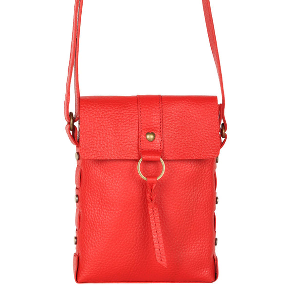 Jane Long crossbody w/ top flap & tassel - Bright Red