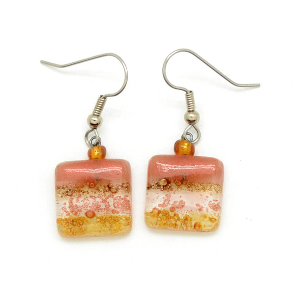 Tiny Square Glass Earrings