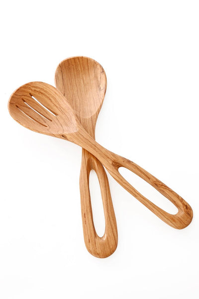 Kenyan Olive Wood Looped Salad Servers