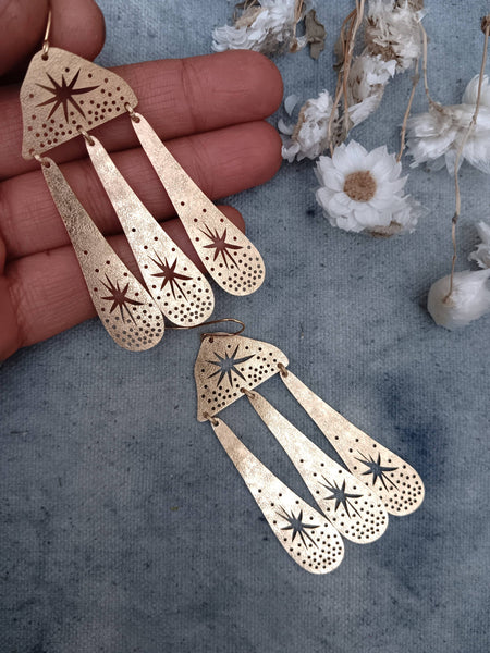Stars,Brass Earrings, Bohemian Contemporary Handmade Jewelry