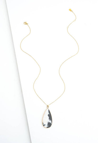 Everlasting Teardrop Necklace in Zebra Jasper Stone