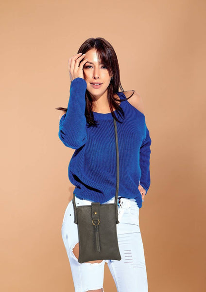 Jennie Small bag w/ slim strap closure & tassel - Deepest Br