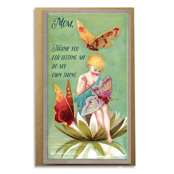 Cute Pixie Mother's Day Card; Sweet Butterfly Fairy Child