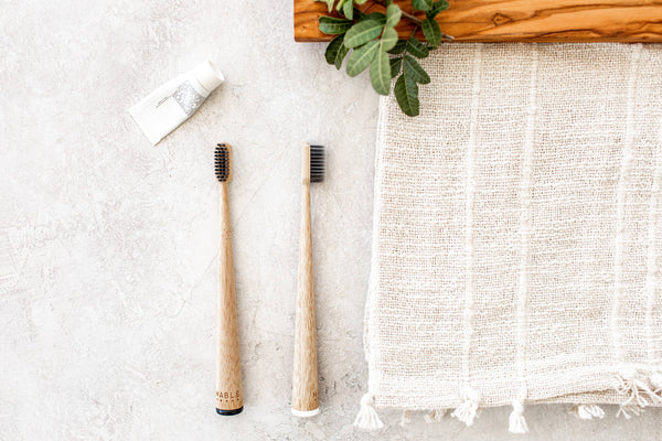 Bamboo Toothbrush, by MABLE - Two Pack - Charcoal Bristles