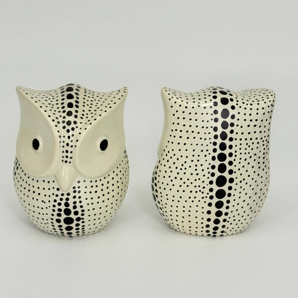 Soapstone Owl, Bird, 4.5" Black & White Polkadot