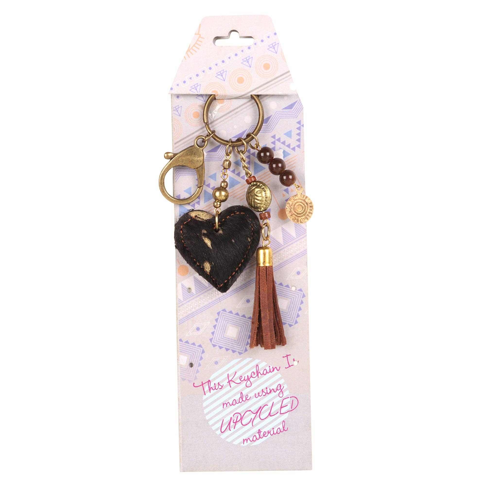 Leather Black Heart Keychain