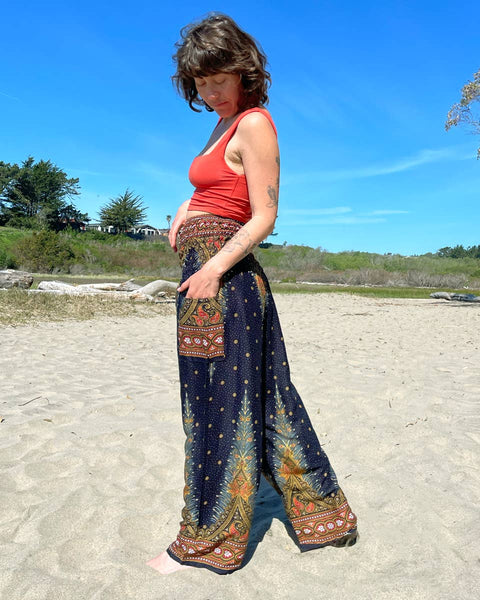 Peacock Pants: Blue / Open Ankle