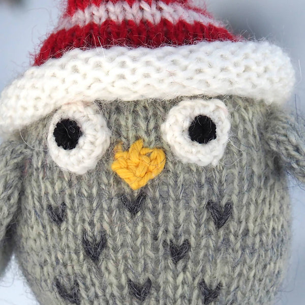 Knit Owl with Hat Holiday Ornament