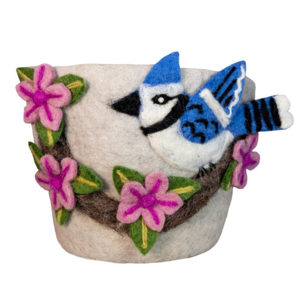 Cherry Bluejay Felt Pot