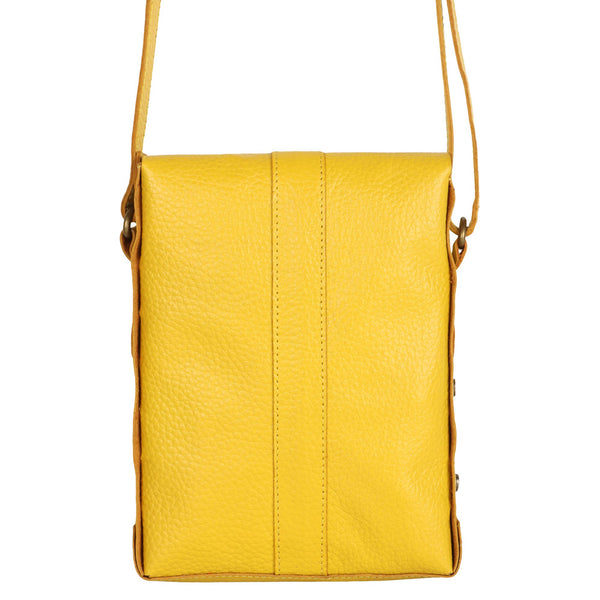 Jane Long crossbody w/ top flap & tassel - Canary Yellow