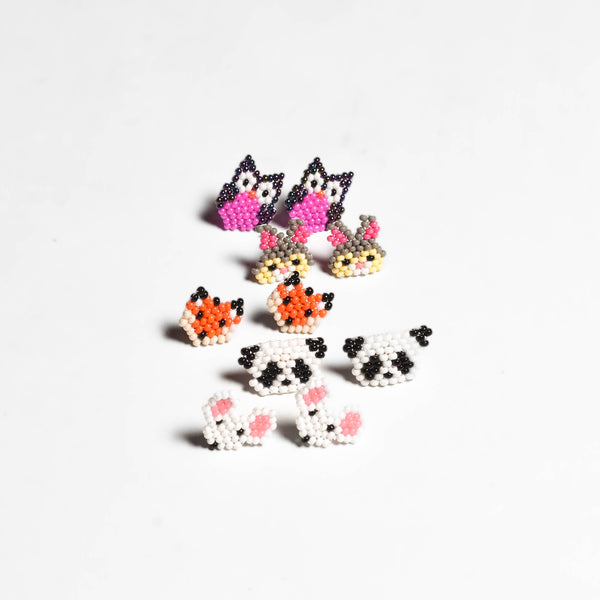 Safari Seed Bead Animal Stud Earrings - Mexico