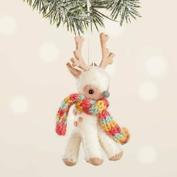 Cream Reindeer Christmas Ornament