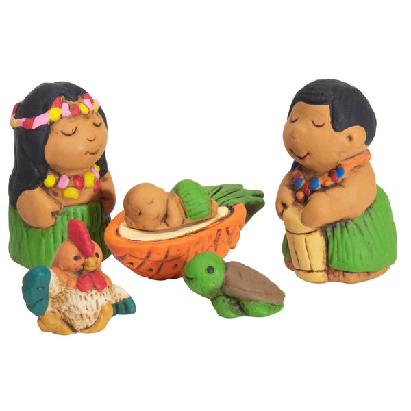 Nativity Hawaiian Ceramic Miniature Creche Set Fair Trade
