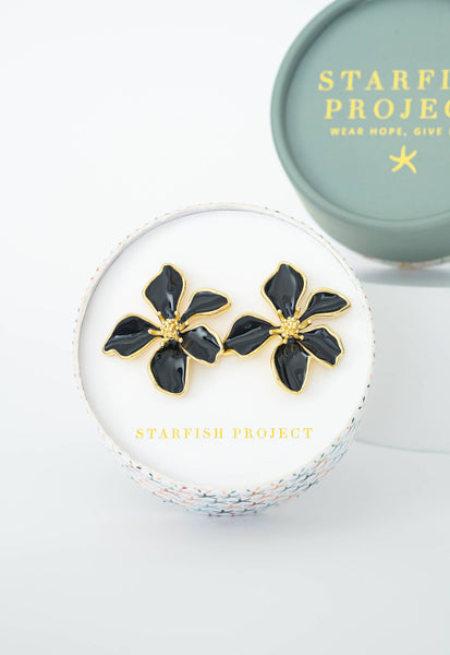 Bloom Earrings in Midnight Black