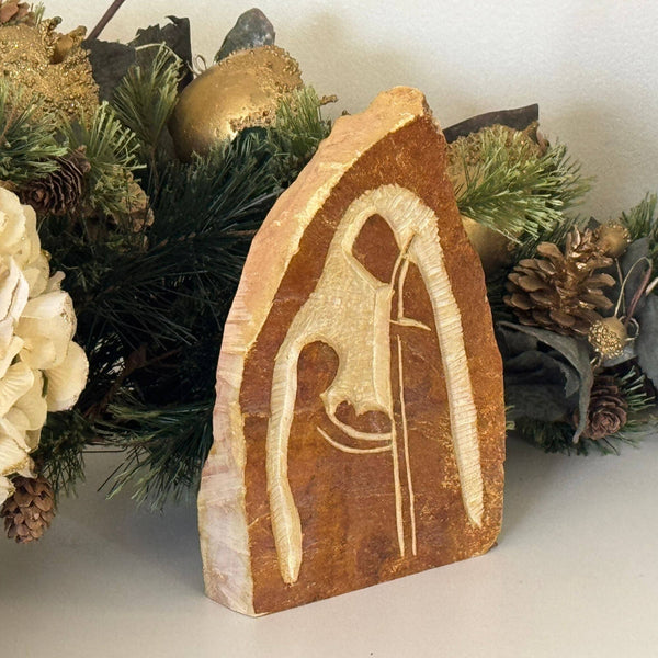 Rustic Unpolished Soapstone Kenya Holy Family Sculpture