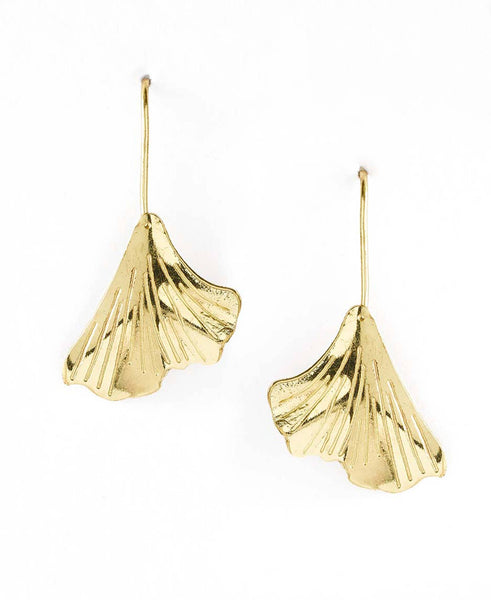 Sayuri Ginkgo Leaf Drop Earring - Gold