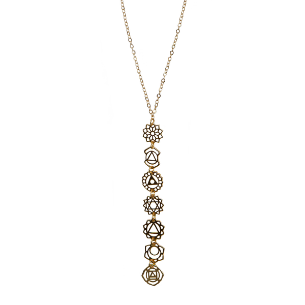 Gold Seven Chakra Drop Necklace
