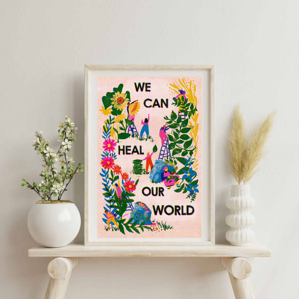Heal Our World 6x9 Risograph Print