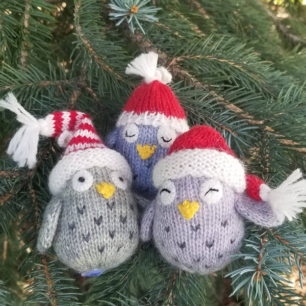 Knit Owl with Hat Holiday Ornament