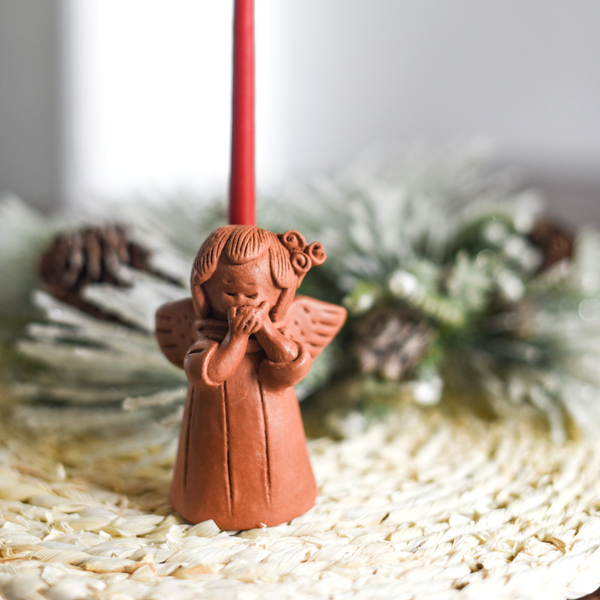 Blushing Angel Terracotta Candle Holder