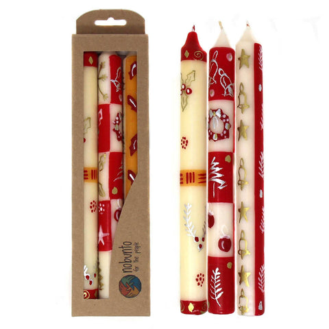 Christmas Hand Painted Dinner Candles Set - Kimeta Design