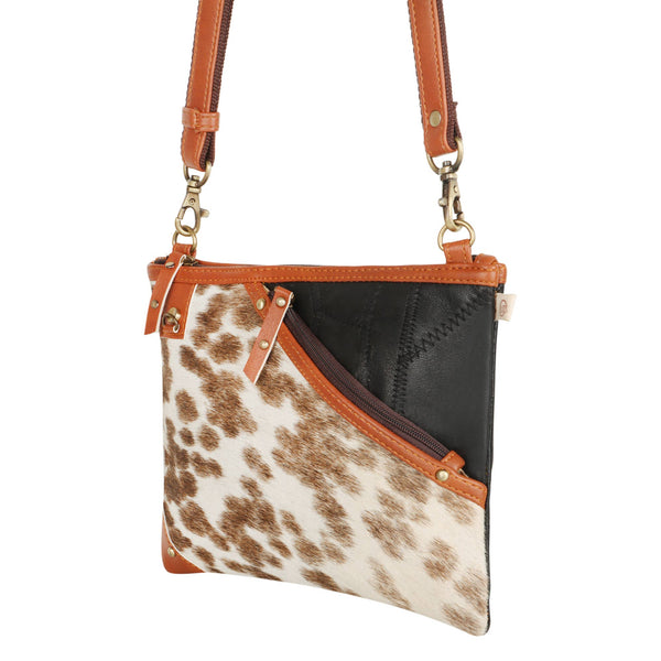 Grayson Wide Crossbody Bag w/ Pocket - White  Hairon