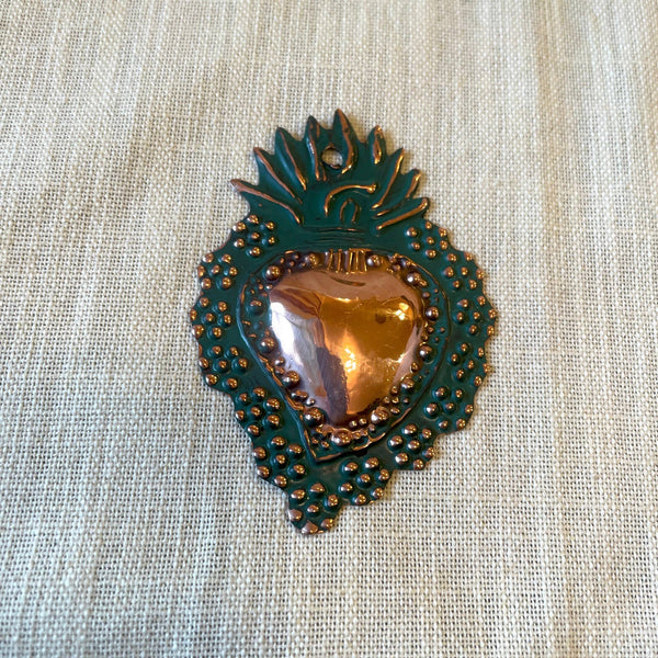 Small Oxidized Copper Heart Milagro (MC02)