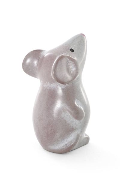 Natural Gray Soapstone Standing Mouse Sculpture