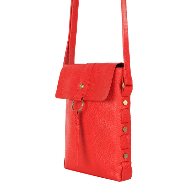 Jane Long crossbody w/ top flap & tassel - Bright Red