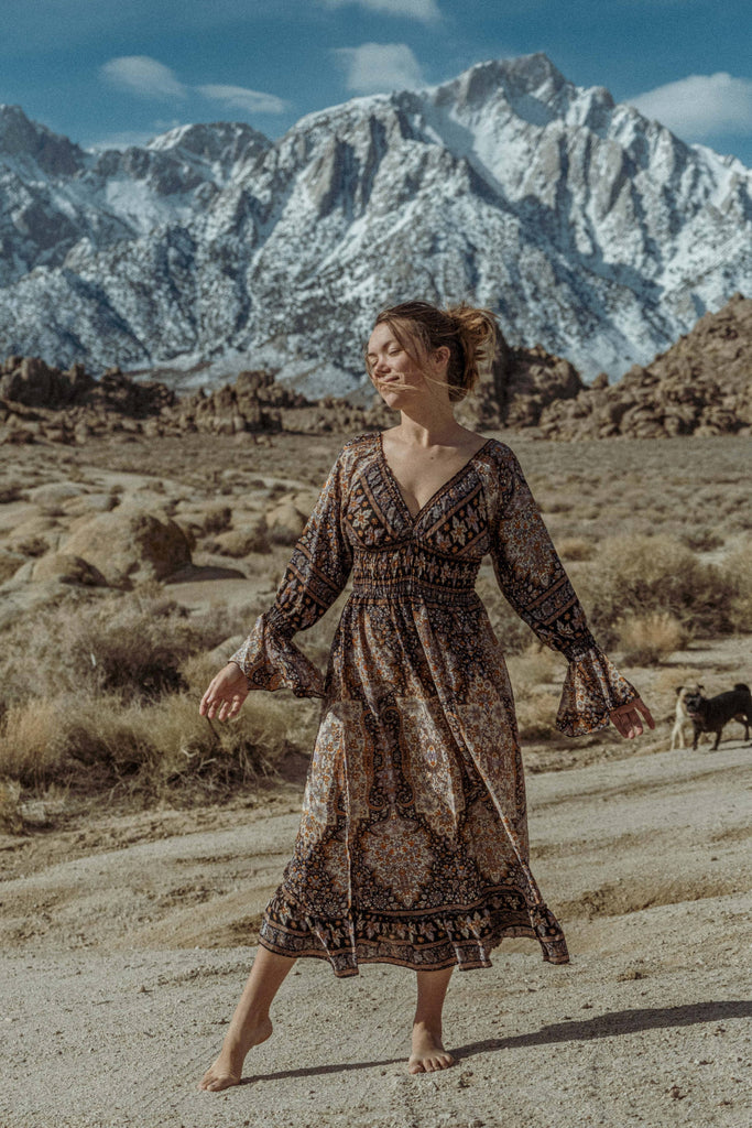 Whimsigoth Bohemian Midi Dress, Bell Sleeve Dress – Creative Women of the World Whimsigoth Bohemian Midi Dress, Bell Sleeve Dress – Creative Women of the World