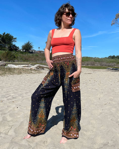 Peacock Pants: Blue / Open Ankle