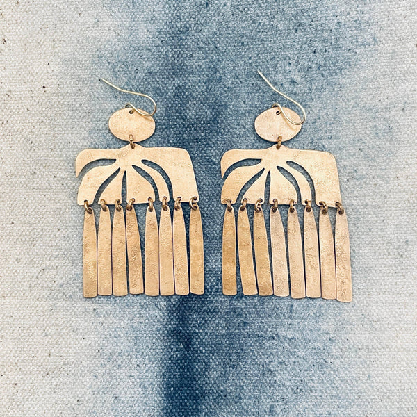 Brass Earrings, Bohemian Contemporary Handmade Jewelry