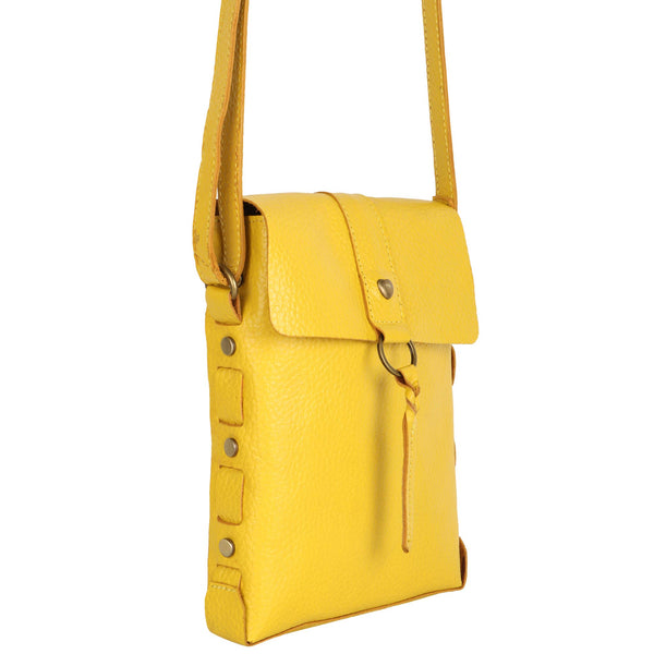 Jane Long crossbody w/ top flap & tassel - Canary Yellow