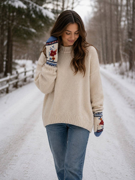 Color Block Nantucket Winter Knit Mittens