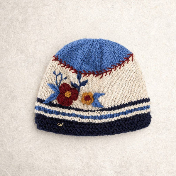 Color Block Embroidered Knit Beanie - Nantucket Winter