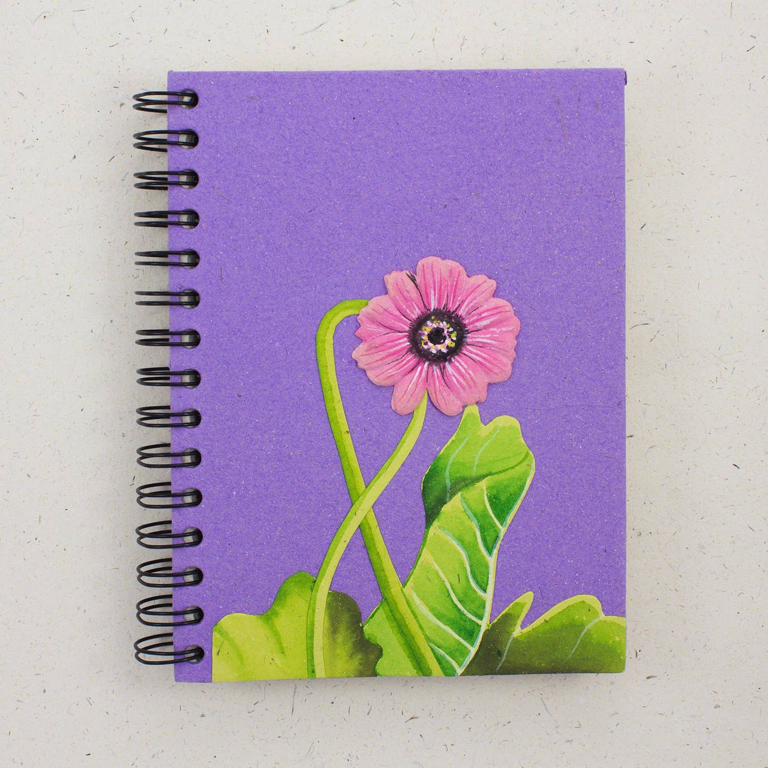 Large Notebook Pink Daisy Flower Purple