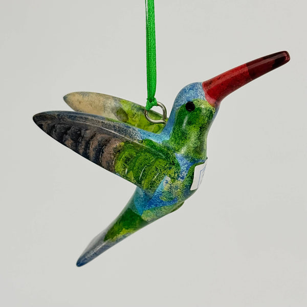 Soapstone Bird, Hummingbird, Flying Ornament, 6"