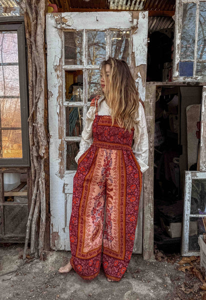 Boho Floral Printed Jumpsuit Pants 2 in 1, Free Spirit Style