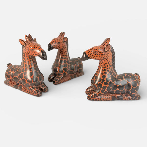Soapstone Giraffe, Laying Down, 6"