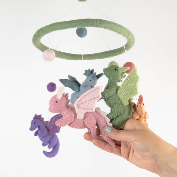 Felt Baby Dragon Mobile Pastel