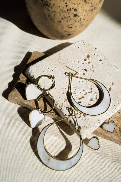 Rajani Crescent Mother of Pearl Hoop Earrings