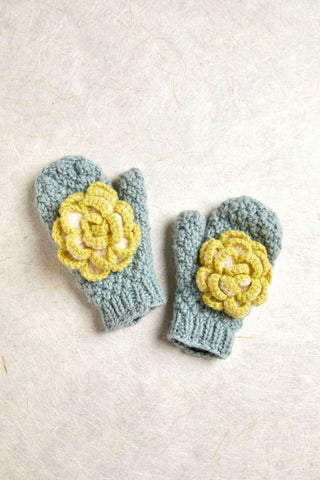 Kids Chantilly Sage Knit Mittens