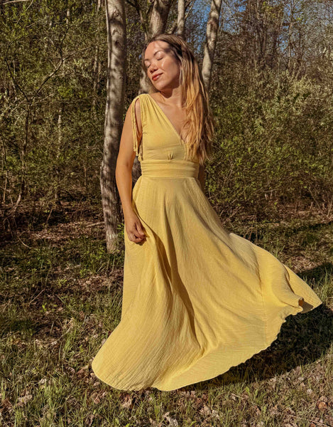 Organic Cotton Bamboo Beachy Maxi Dress, Summer Flowy Gown